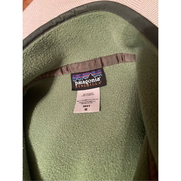 Men’s Green Patagonia Synchilla Snap T Fleece Pullover Green Sweater Sz M - Picture 7 of 10